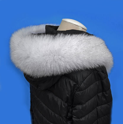 White With Black Tips Detachable Fur Trim – genuine Arctic fox pelt – image 2