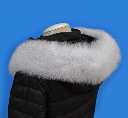White With Black Tips Detachable Fur Trim – genuine Arctic fox pelt – image 4