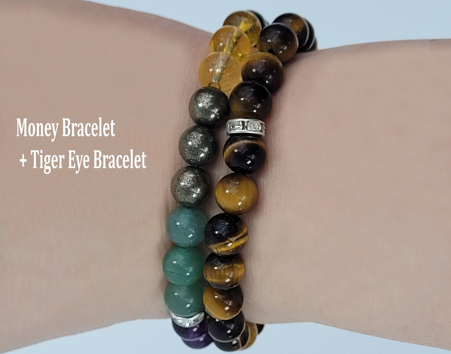 Money Wealth Bracelet, Prosperity Bracelet, Good Luck, Abundance Bracelet, Aventurine, Citrine, 8MM Beaded Bracelet, Gift for her