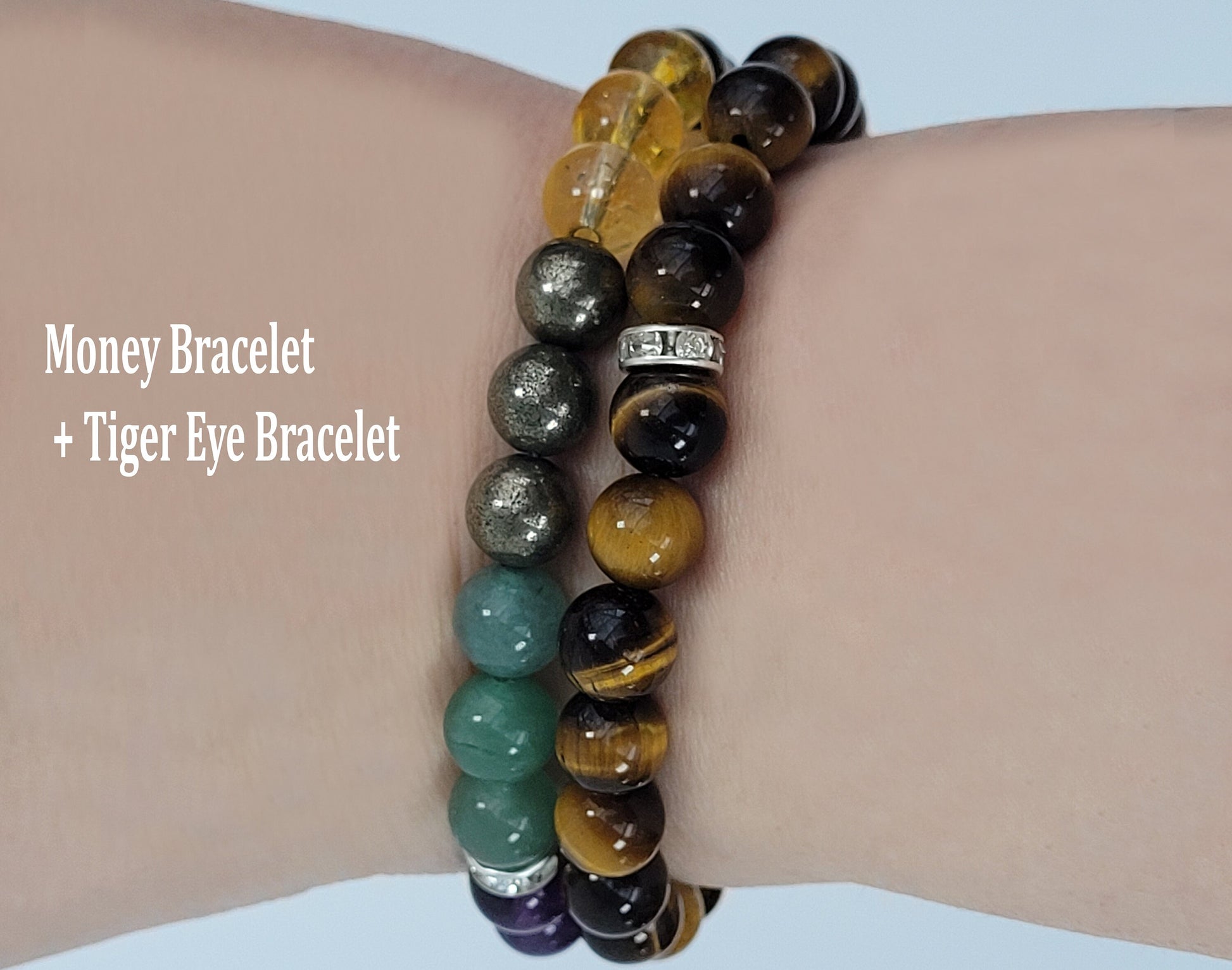Money Wealth Bracelet, Prosperity Bracelet, Good Luck, Abundance Bracelet, Aventurine, Citrine, 8MM Beaded Bracelet, Gift for her
