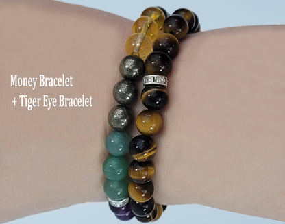 Money Wealth Bracelet, Prosperity Bracelet, Good Luck, Abundance Bracelet, Aventurine, Citrine, 8MM Beaded Bracelet, Gift for her