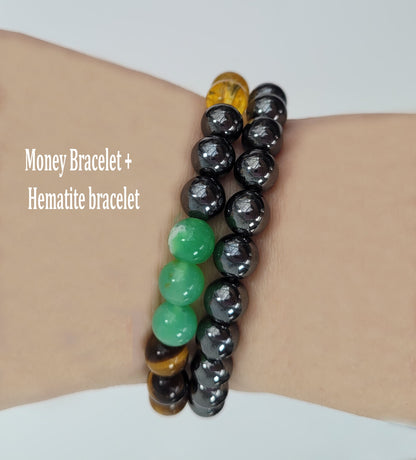 Money Wealth Bracelet, Prosperity Bracelet, Good Luck, Abundance Bracelet, Aventurine, Citrine, 8MM Beaded Bracelet, Gift for her