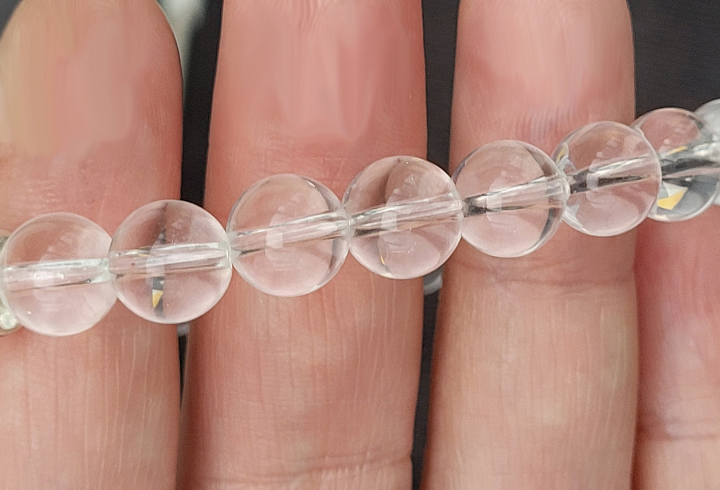 Beaded Bracelet, Clear Quartz Bracelet, White Stone 8 mm Beads Bracelet, 100% Natural Clear Quartz Stone, Round Bangle Bracelet, Healing