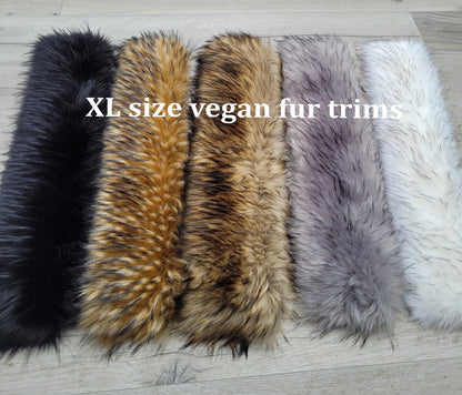 XL Faux Raccoon Fur Hood Trim – Extra Wide – 60–80 cm