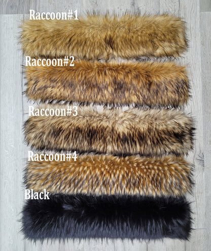 XL Faux Raccoon Fur Hood Trim – Extra Wide – 60–80 cm – product photo 2
