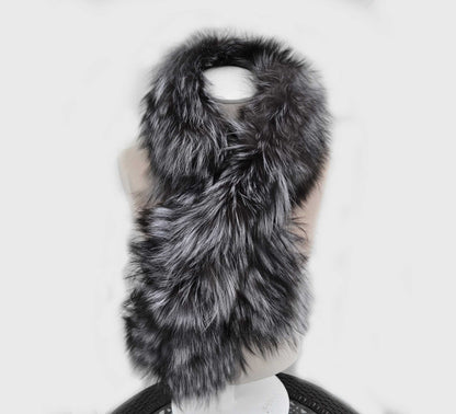 Silver fox fur scarf made from genuine fur pieces – view 3