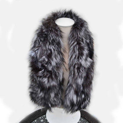 Silver fox fur scarf made from genuine fur pieces – view 5