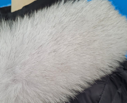 White With Black Tips Detachable Fur Trim – genuine Arctic fox pelt – image 7