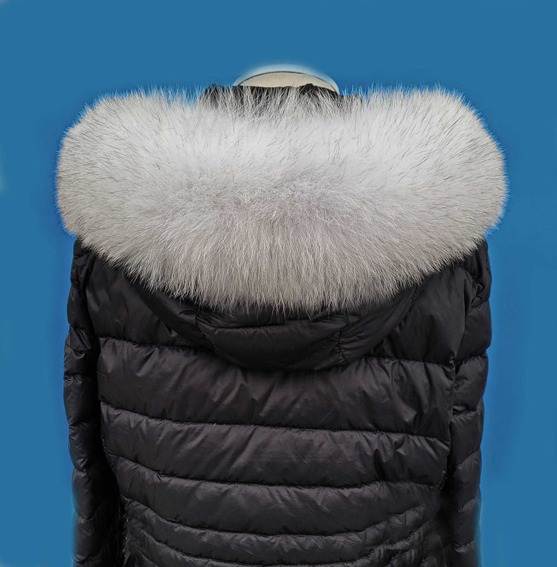 BY ORDER XL White with Black tips Large Real Fox Fur (not Tail) Trim Hood, Fox Fur Collar, Fur Scarf, Fur Ruff, Fur Hood, Fur Collar