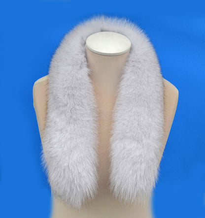 White With Black Tips Detachable Fur Trim – genuine Arctic fox pelt – image 5