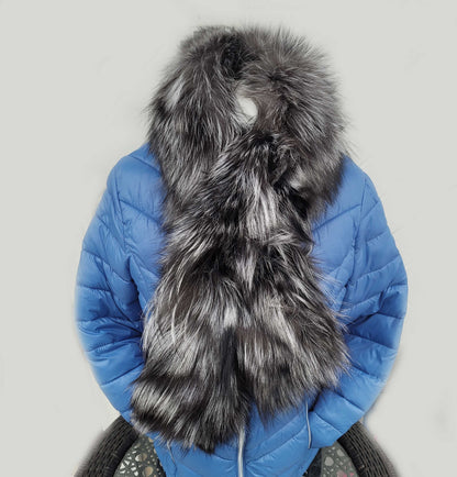 Women's real fox fur scarf and fur neck warmer – front view