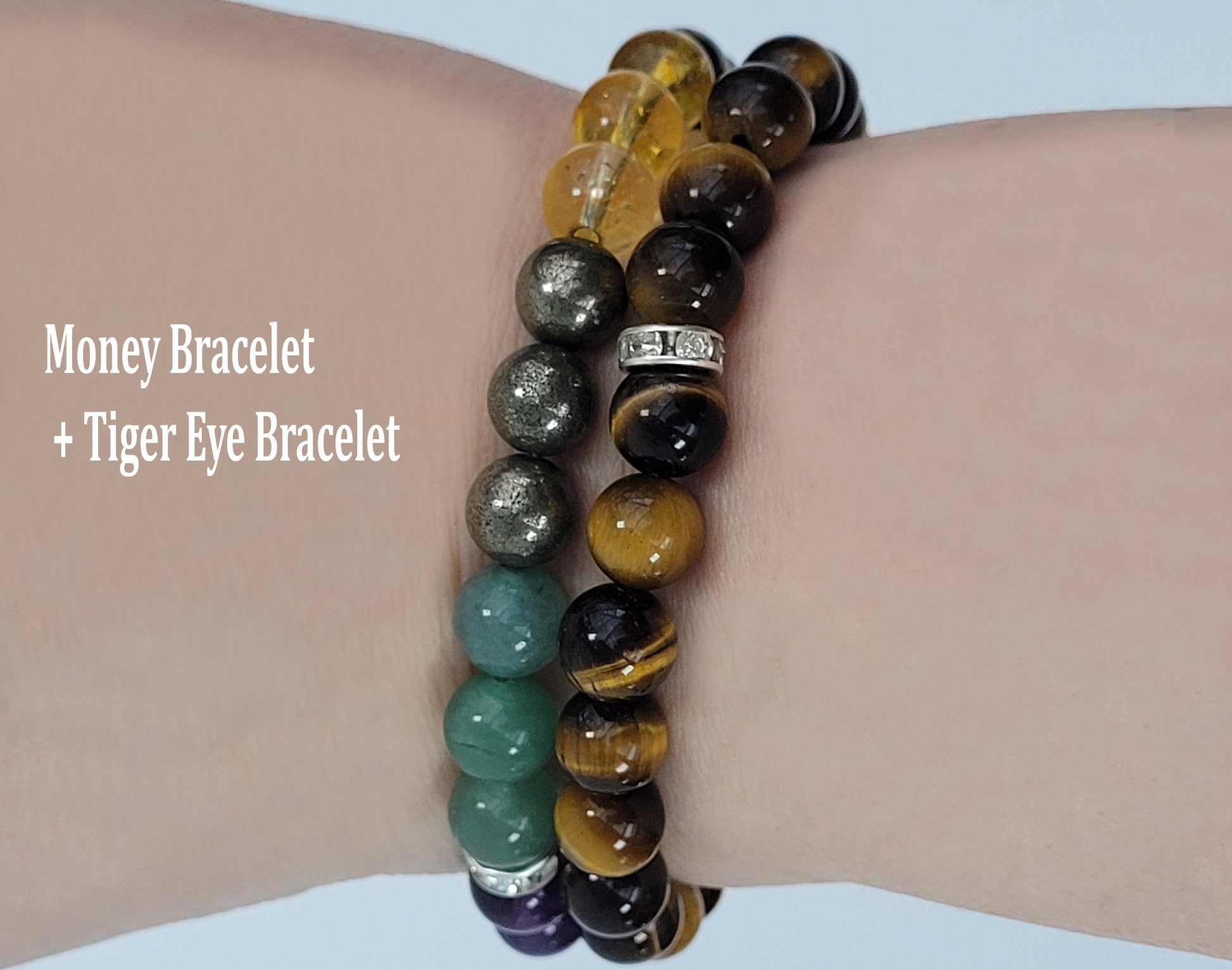 MONEY  BRACELET + TIGER EYE = will increase chances to bring your dreams in reality. Helps to start new business.