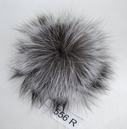 Natural Silver Silver Fox Pom Pom Pair – genuine silver fox fur – image 3
