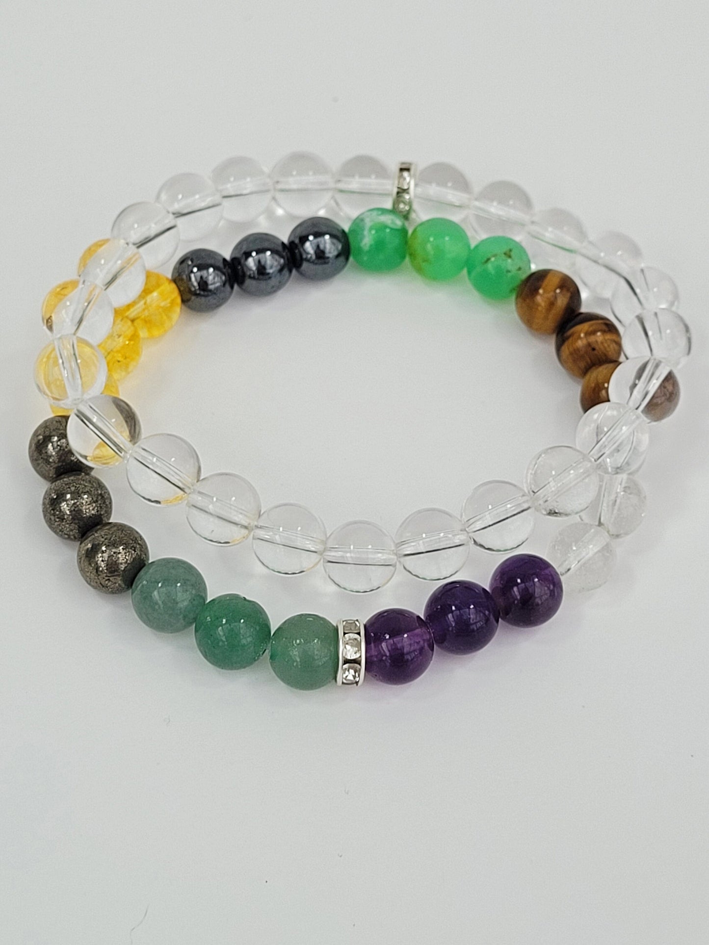 Beaded Bracelet, Clear Quartz Bracelet, White Stone 8 mm Beads Bracelet, 100% Natural Clear Quartz Stone, Round Bangle Bracelet, Healing