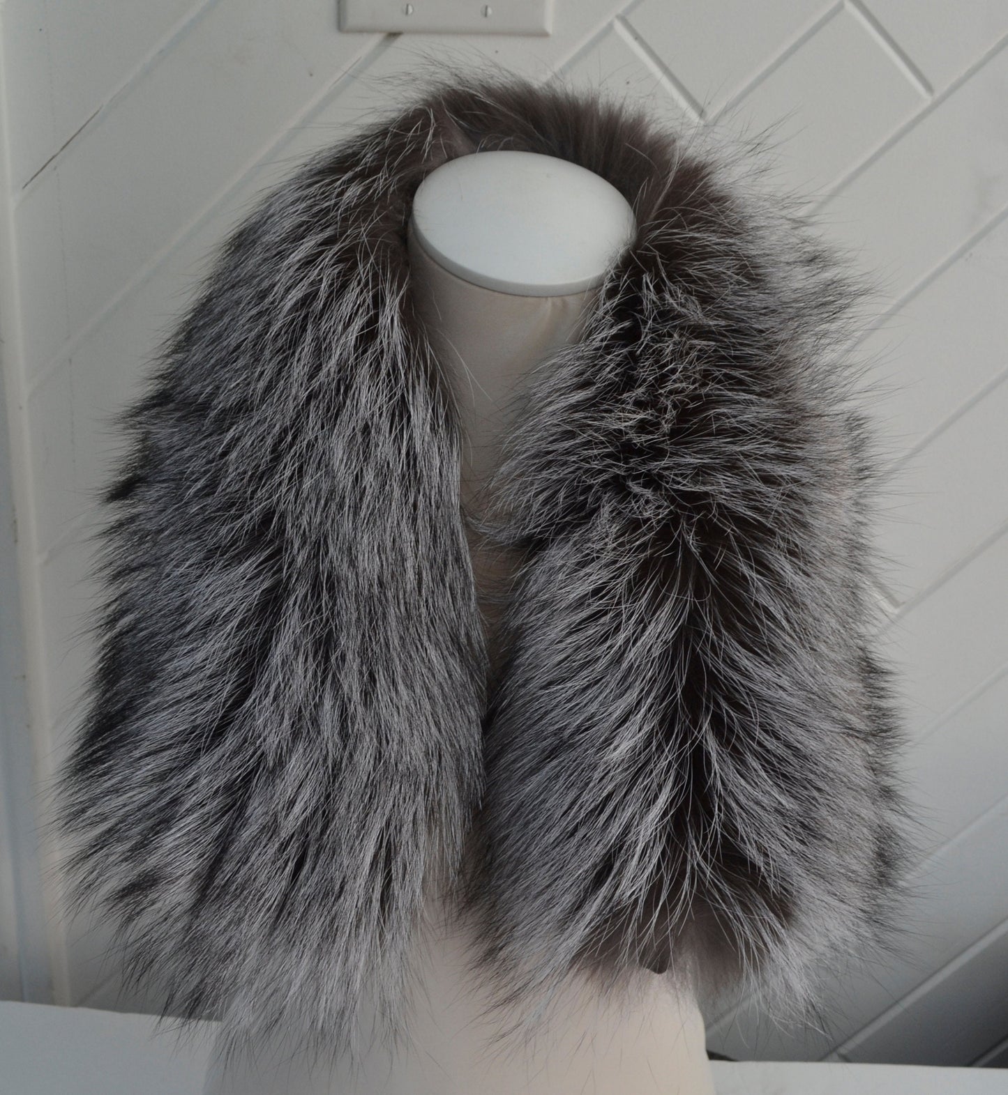 BY ORDER Finnish Silver Fox Fur Trim Hood, Fur collar trim, Silver Fox Fur Collar, Fur Scarf, Fur Ruff, Fox Fur Hood, Bluefrost Fur, Stripe