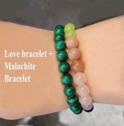 Love Attract Bracelet, Crystal Stone Bead Bracelet, Popularity Bracelet, Friendship Bracelet, Rose Quartz 8MM Beaded Bracelet Cuff Bangle