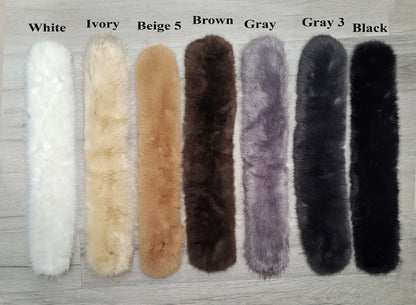 XL Silky Faux Fox Fur Hood Trim – Natural Colors – 60–80 cm – product photo 3