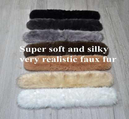 XL Silky Faux Fox Fur Hood Trim – Natural Colors – 60–80 cm – product photo 2