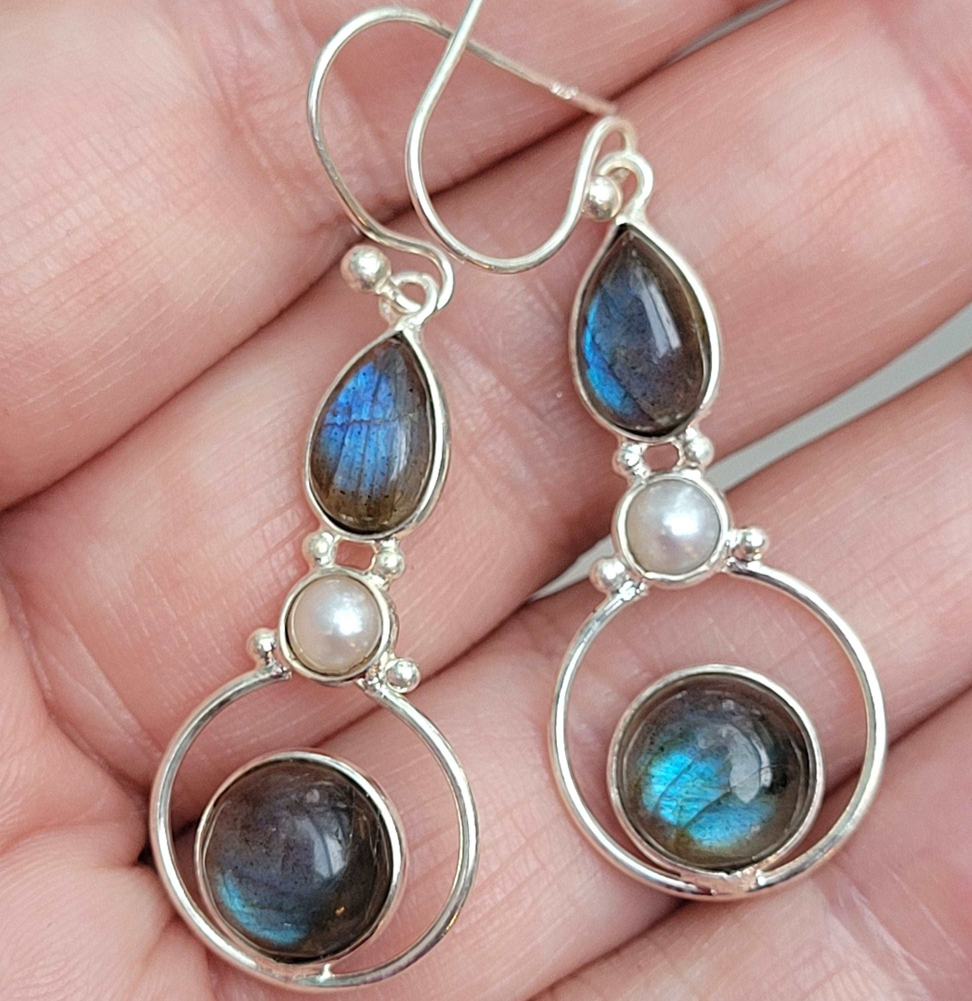 Blue Fire Labradorite Earrings, Blue Fire Earring, 925 Sterling Silver Earrings, Oval Earring, Women Earrings, Gemstone Earring, Blue Stone
