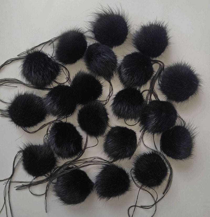 BY ORDER 5pc - 2" (50mm) Genuine Natural Mink Pom Poms Fur Ball Charm Pendant for Keychain Necklace Earring Pompom Pom Ring Black Fur Pompom