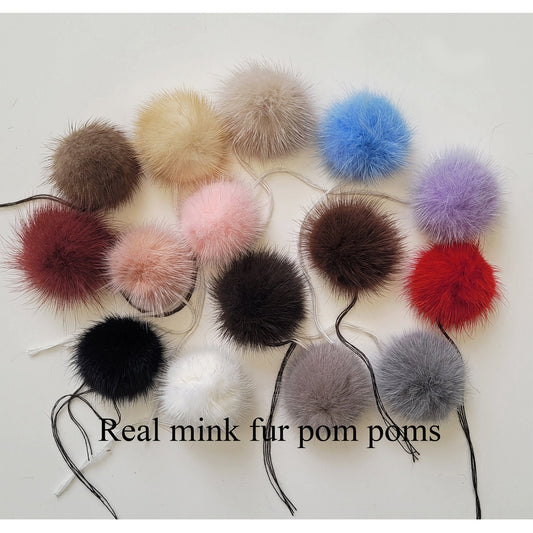 Multiple Colors Mini Fur Pom Poms – genuine mink fur – image 1