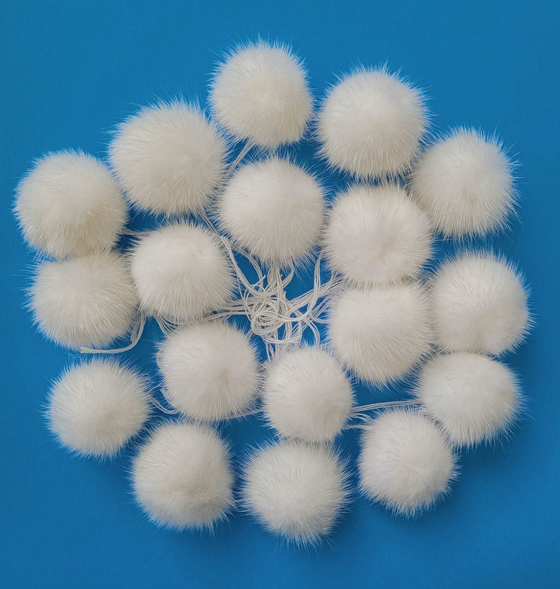 5pc - 2" (50mm) Large Mink Fur Pom Poms Genuine Fur Ball Charm Pendant for Keychain Necklace Earring Pompom Pom Ring White Fur Pompom