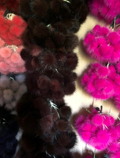 Multiple Colors Mini Fur Pom Poms – genuine mink fur – image 9
