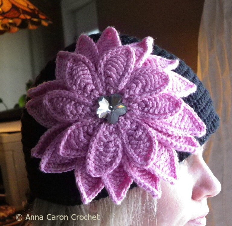 Crochet Flower Pattern: 3D Aster with Diamond Bead (PDF Pattern)