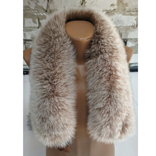 Blue Frost Arctic fox fur hood trim cut from genuine Arctic fox pelt – size XL – view 3