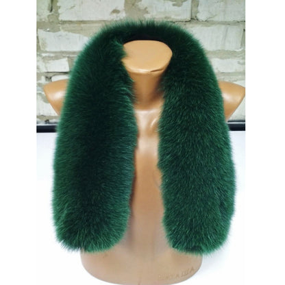 Green Fox Fur Hood Trim – Genuine Fox Pelt – Size XL