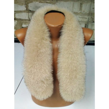 Beige Fox Fur Hood Trim – Genuine Fox Pelt – Size XL