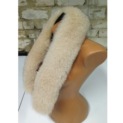 Beige Real Fur Hood Trim – genuine Arctic fox pelt – image 8