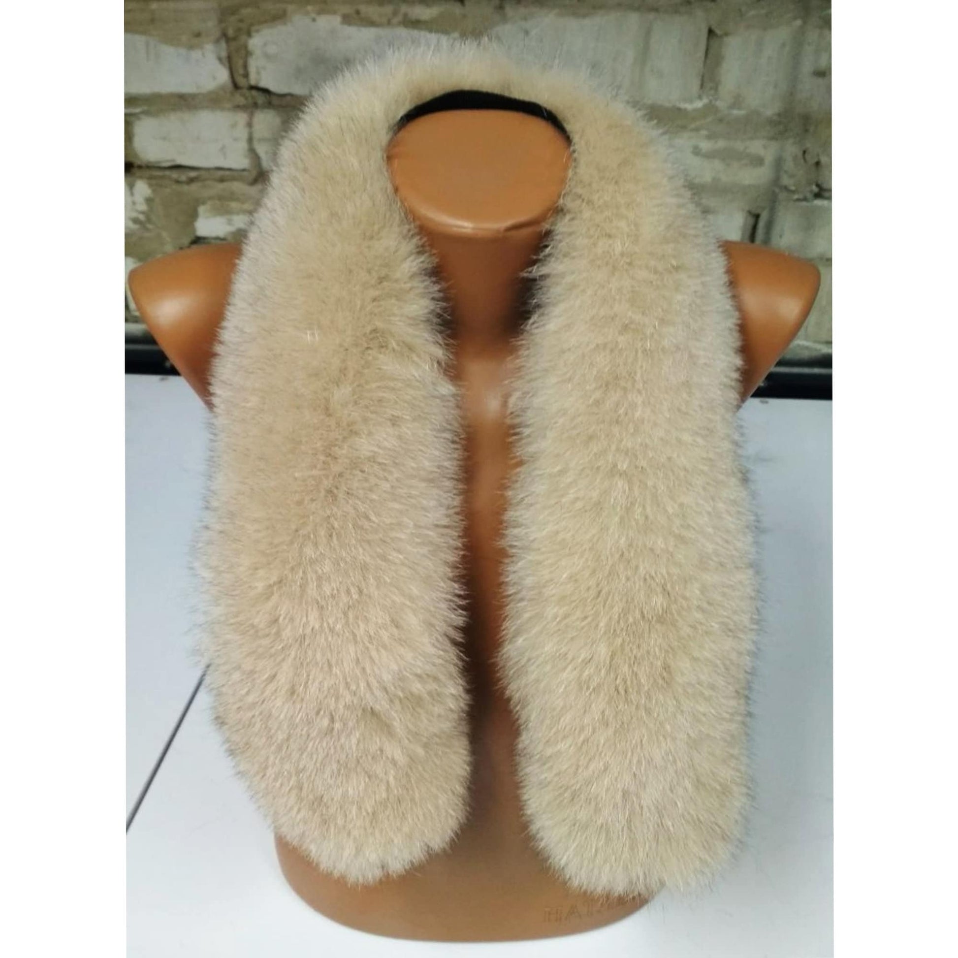 BY ORDER (not Tail) XL Extra Large Real Fox Fur Trim Hood, Fur collar trim, Fox Fur Collar, Fur Scarf, Fur Ruff, Fox Fur Hood, Beige Fur