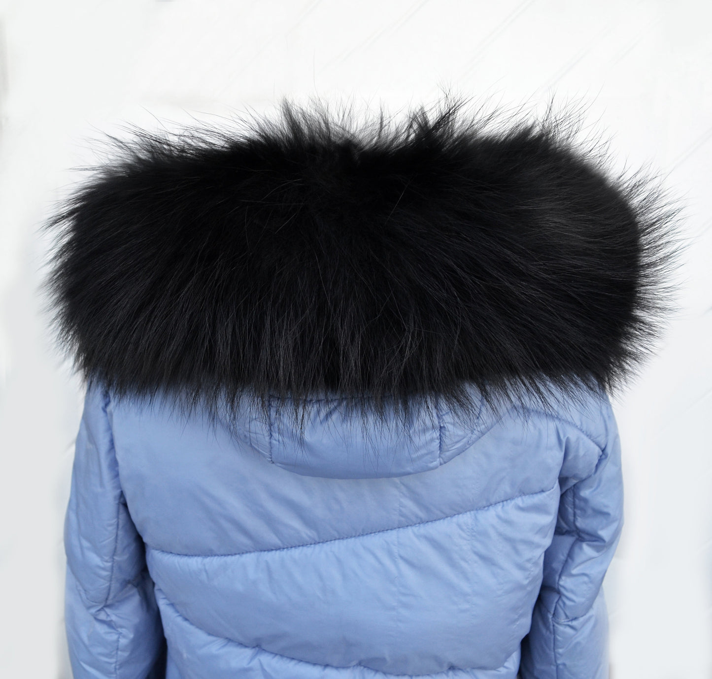 BY ORDER XL Large Black Real Raccoon Fur Collar, Fur Trim for Hoodie, Raccoon Fur Collar, Fur Scarf, Fur Ruff, Hood , Buttons included