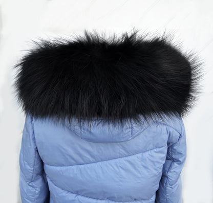 Black raccoon fur hood trim made from genuine raccoon pelt – view 5