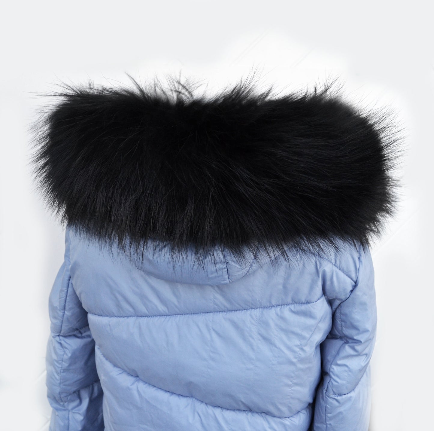 BY ORDER XL Large Black Real Raccoon Fur Collar, Fur Trim for Hoodie, Raccoon Fur Collar, Fur Scarf, Fur Ruff, Hood , Buttons included