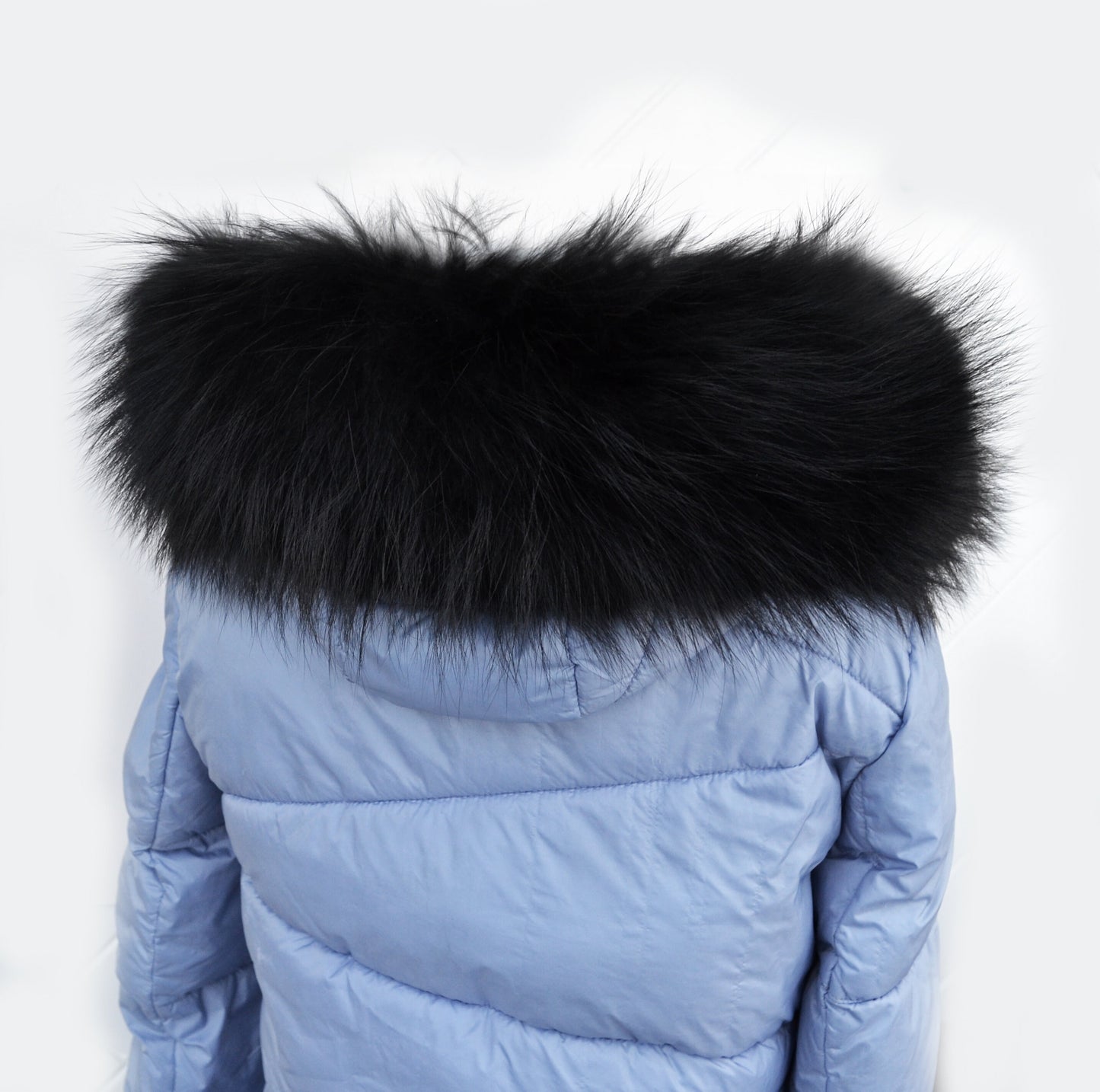 BY ORDER XL Large Black Real Raccoon Fur Collar, Fur Trim for Hoodie, Raccoon Fur Collar, Fur Scarf, Fur Ruff, Hood , Buttons included