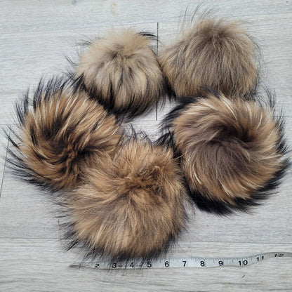 Natural Raccoon Giant Fur Pom Pom – genuine raccoon fur – image 2