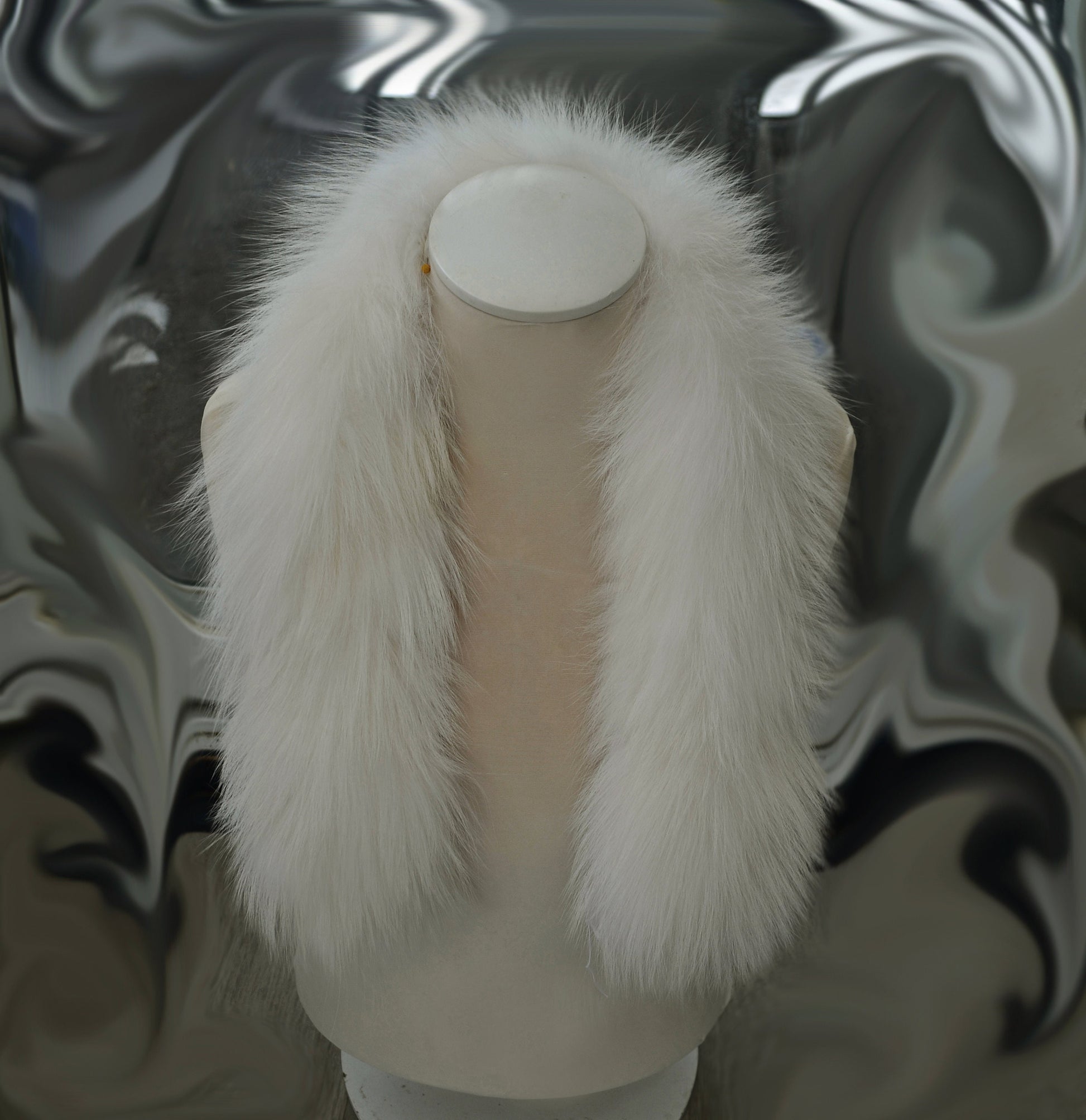 READY to SHIP From Pieces! XL Large Full Finnish Real Fox Fur Collar, Fur Trim for Hoodie, Fox Fur Collar, Fur Scarf, Fur Ruff, Ivory Fox