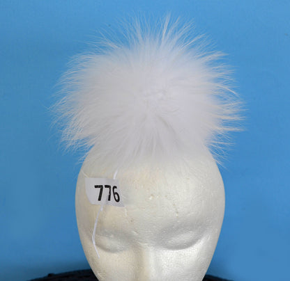 White Detachable Fur Pom Pom – genuine raccoon fur – image 8