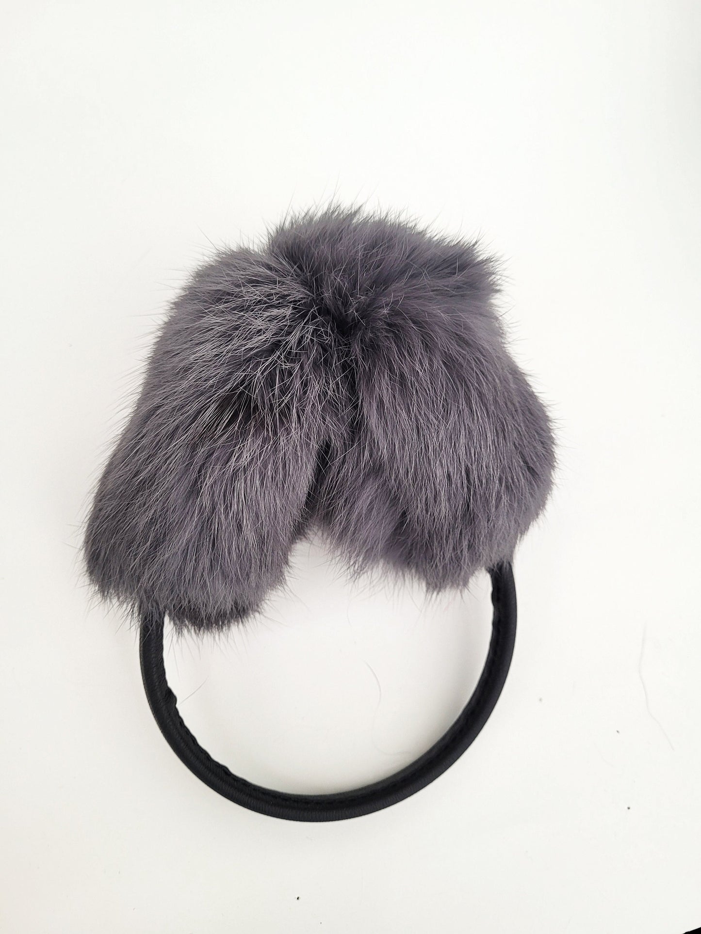 Gray Real Fur Earmuffs, Rabbit Fur Ear Warmer, Gray Earmuffs, Large Ear Muffs, Fluffy Ear Muffs, Earmuffs Women, Rabbit Fur Earmuff