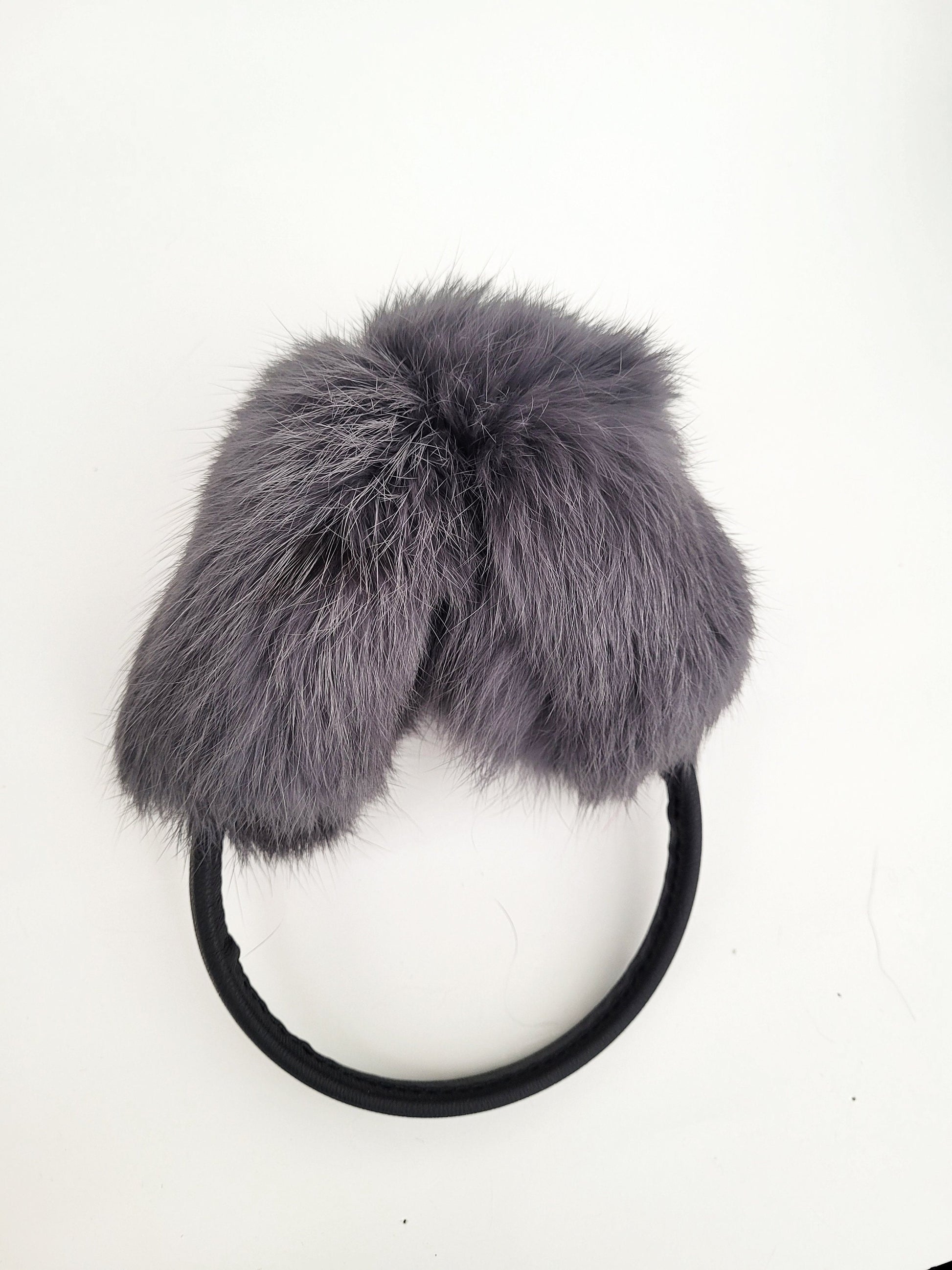 Gray Real Fur Earmuffs, Rabbit Fur Ear Warmer, Gray Earmuffs, Large Ear Muffs, Fluffy Ear Muffs, Earmuffs Women, Rabbit Fur Earmuff