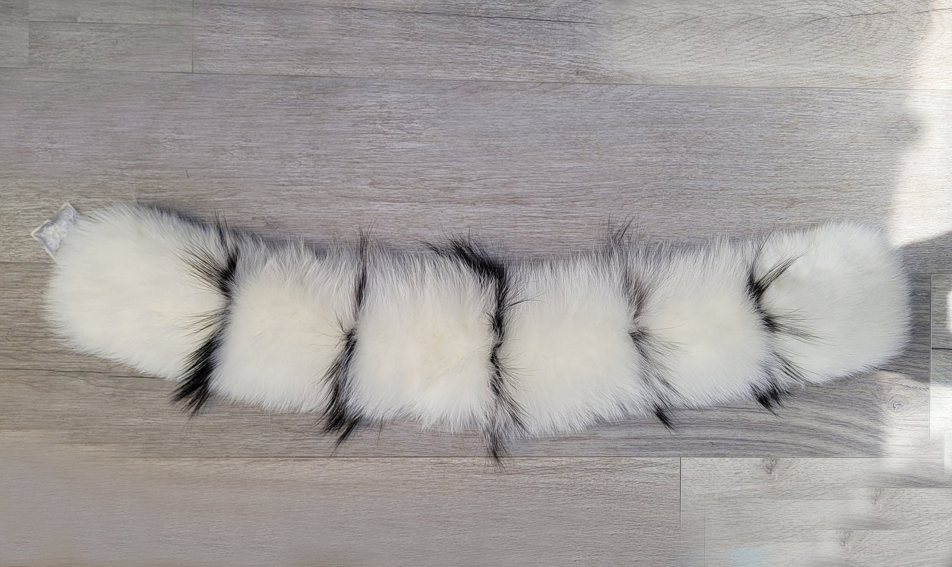 BY ORDER XXL Real Fox Fur (skin) Trim Hood with lining and buttons, White and Black Fox Fur Collar, Large Fur Scarf Ruff, Real Fur Hood