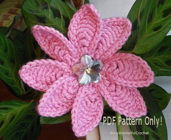 Crochet Flower Pattern: 3D Aster with Diamond Bead (PDF Pattern)