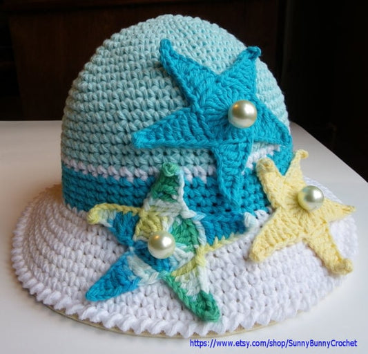 Crochet Starfish Sun Hat Pattern: Baby, Child, Teen (PDF Pattern)