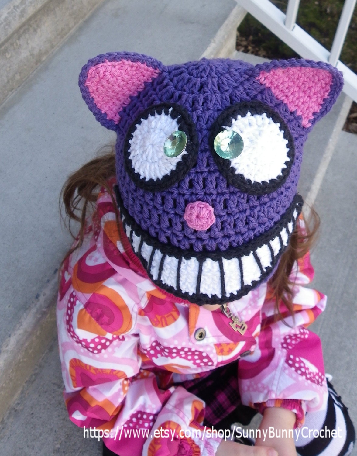 ANIMAL HAT PATTERN, Cat Crochet Hat, Halloween hat, Tuque, Beanie, Cheshire Cat, Alice in Wonderland, Cat Hat, fall, winter, children, baby