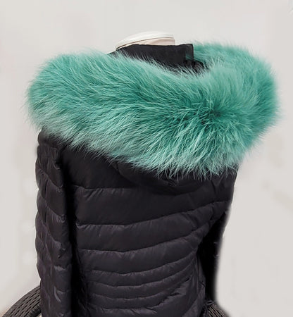 Green Parka Fur Trim – genuine Arctic fox fur pieces – image 4
