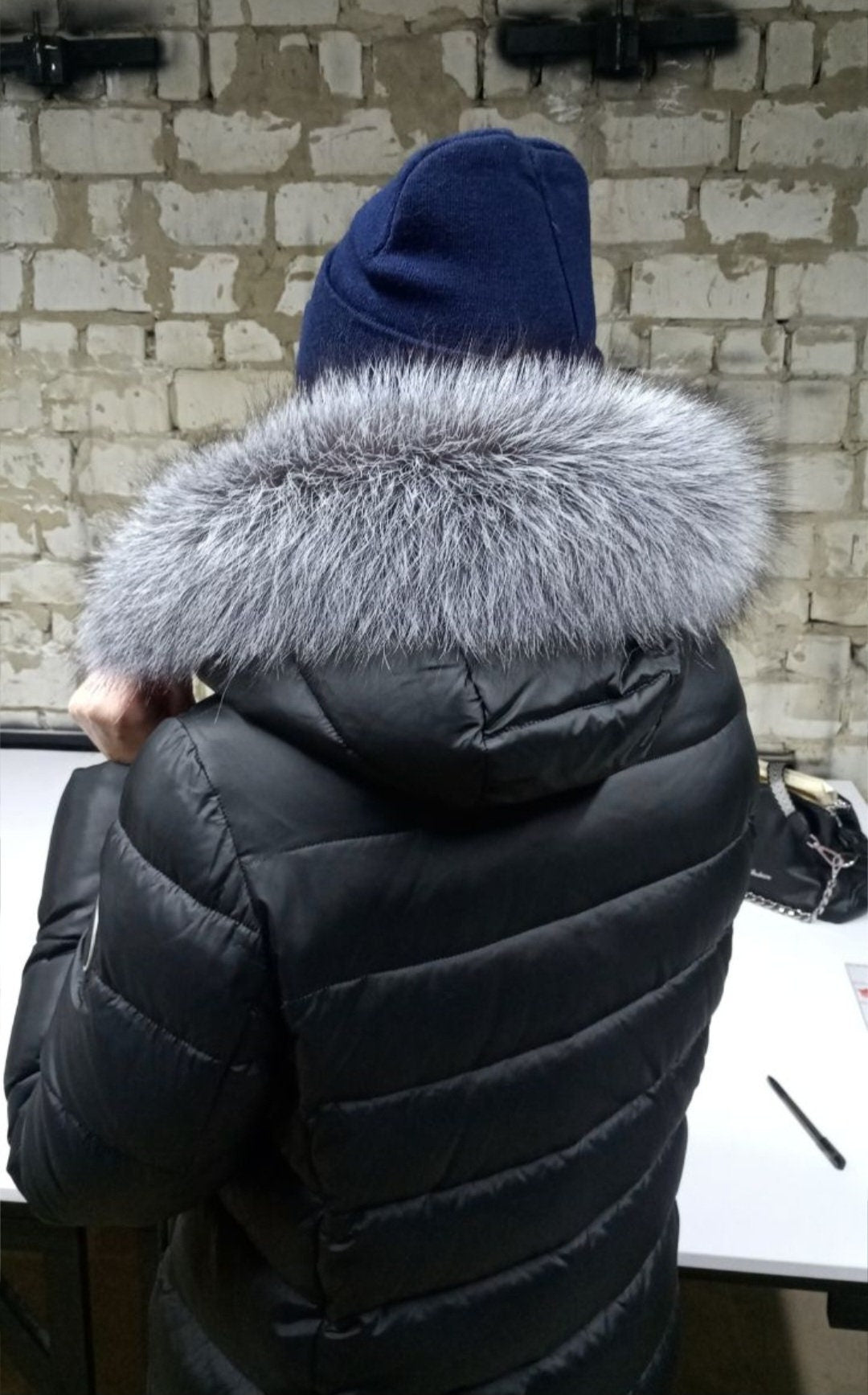 BY ORDER (not Tail) XL Extra Large Real Silver Fox Fur Trim Hood, Fur collar trim, Fox Fur Collar, Fur Scarf, Fur Ruff, Fox Fur Hood, Jacket