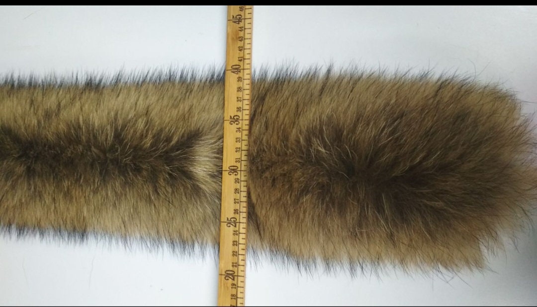 BY ORDER 60,70,80 x3 cm Real Raccoon Fur Collar, Fur Trim for Hoodies, Raccoon Fur Collar, Fur Scarf, Fur Ruff, Raccoon Fur Hood, Real