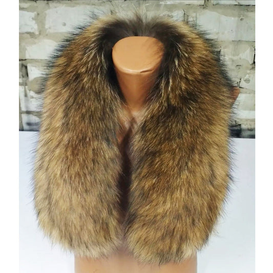 BY ORDER XL Large Full Finnish Real Raccoon Fur Collar, Fur Trim for Hoodie, Raccoon Fur Collar, Fur Scarf, Fur Ruff, Raccoon Fur Hood